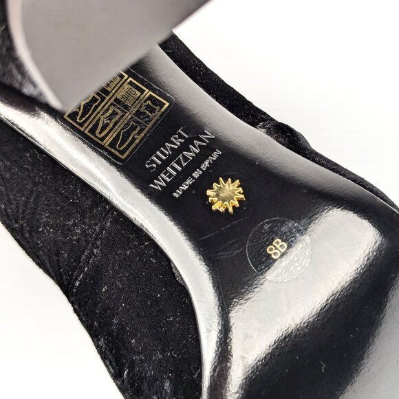 Stuart Weitzman Women Vidaland Black Stretch Velvet OTK Boots size 8 - Picture 9 of 11